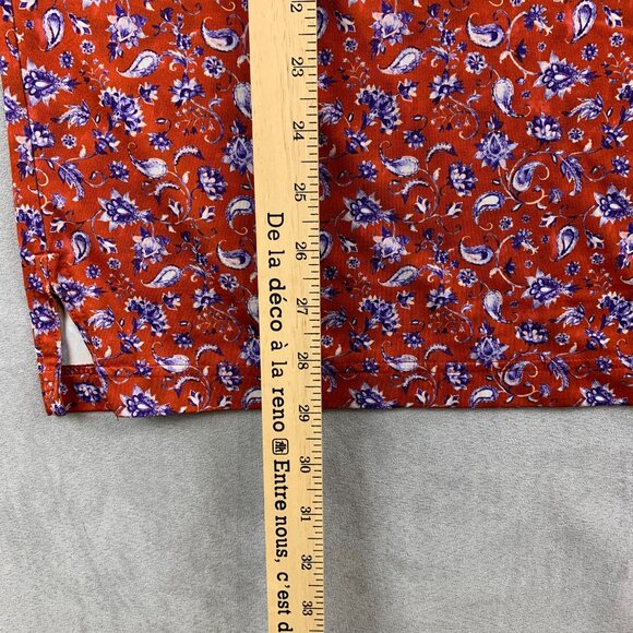 Rhoback Mens Shirt Large Red Paisley Floral Polo Performance Golf Stretch - Picture 6 of 8
